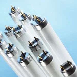 fluorescent lamps on blue background